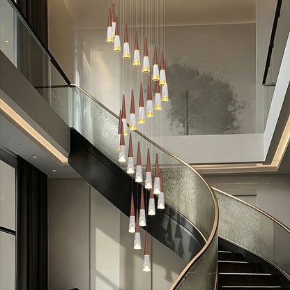 Staircase Hanging Light Rotating Staircase Crystal Chandelier Hanging Lamp Hall Villa High Ceiling Long Pendant Light Lighting