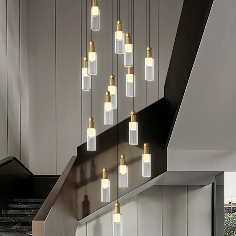 Modern Glass Chandelier for Stairs Sitting Room Villa Staircase Chandelier High Ceiling Pendant Lights Staircase Hanging Lamp
