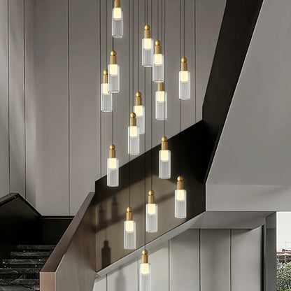 Modern Glass Chandelier for Stairs Sitting Room Villa Staircase Chandelier High Ceiling Pendant Lights Staircase Hanging Lamp