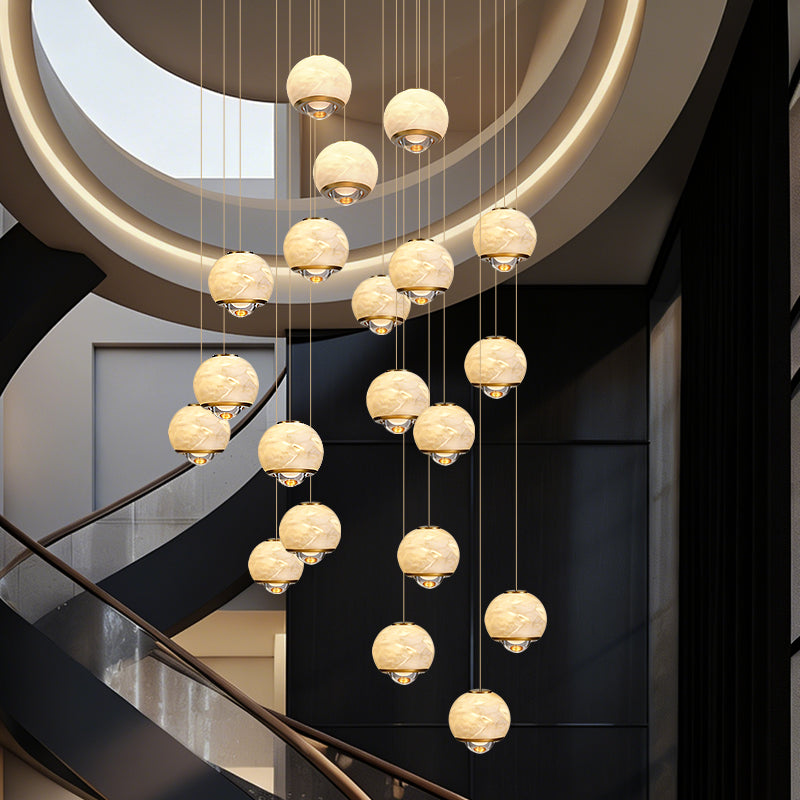Staircase Pendant Light Lustre Minimalist Duplex Loft Marble Chandelier Villa High Ceiling Hanging Lamp Long Stair Chandelier