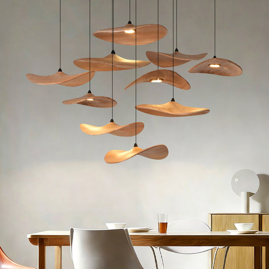 Wabi Sabi Solid Wood Villa Duplex Staircase Restaurant Chandelier