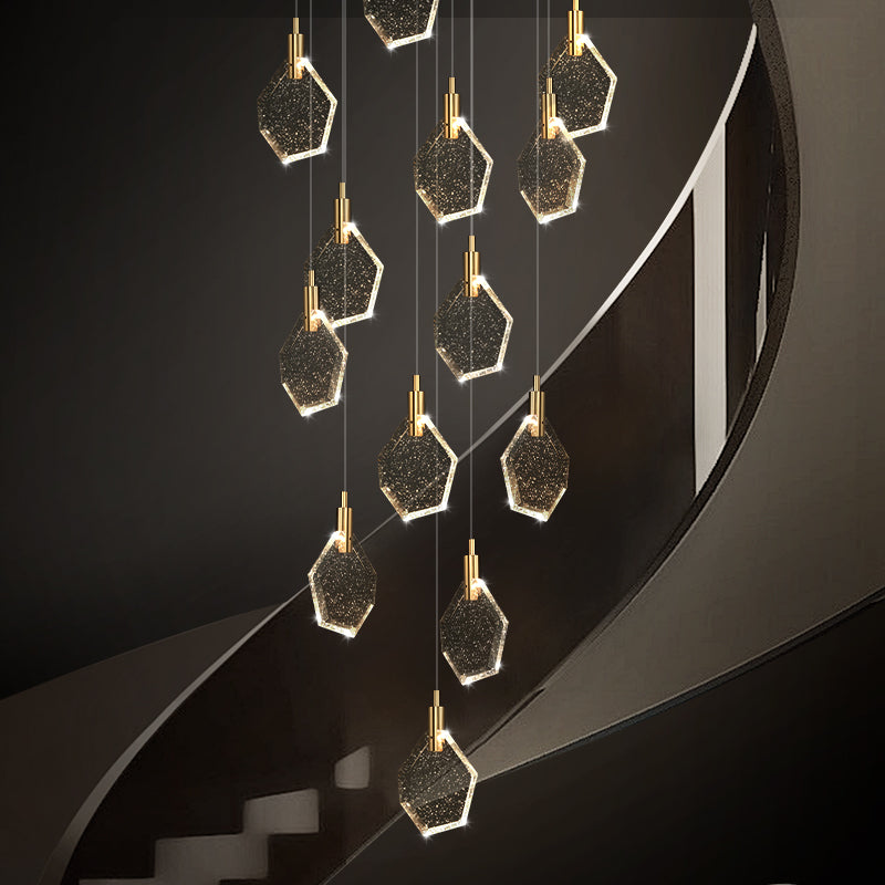 Modern Crystal Stair Suspended Villa LED Stair Pendant Light