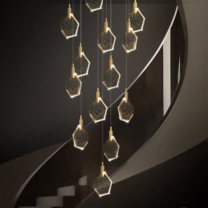 Modern Crystal Stair Suspended Villa LED Stair Pendant Light