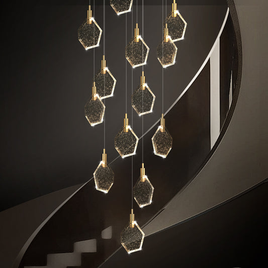 Modern Crystal Stair Suspended Villa LED Stair Pendant Light