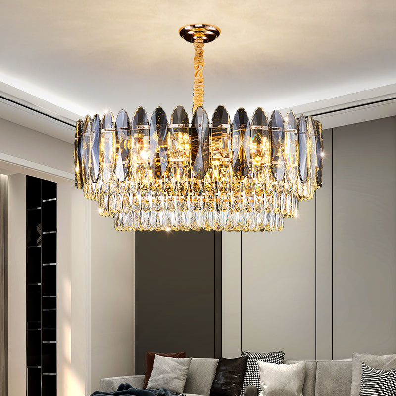 Luxury LED Ring Crystal Living Room Hanging Lamp