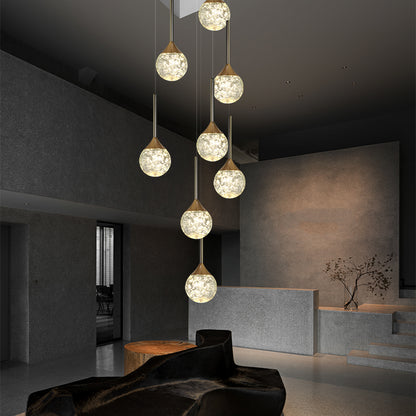 Modern Villa Loft Crystal LED Stair Chandelier