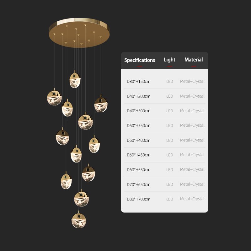 Luxury Stair Crystal LED Ceiling Chandelier