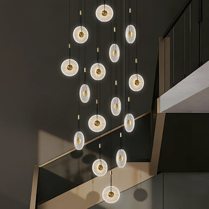 Modern Minimalist Stairs Chandelier Rotating Staircase Hanging Lights Acrylic Luxury Villa High Ceiling Pendent Light Lustre