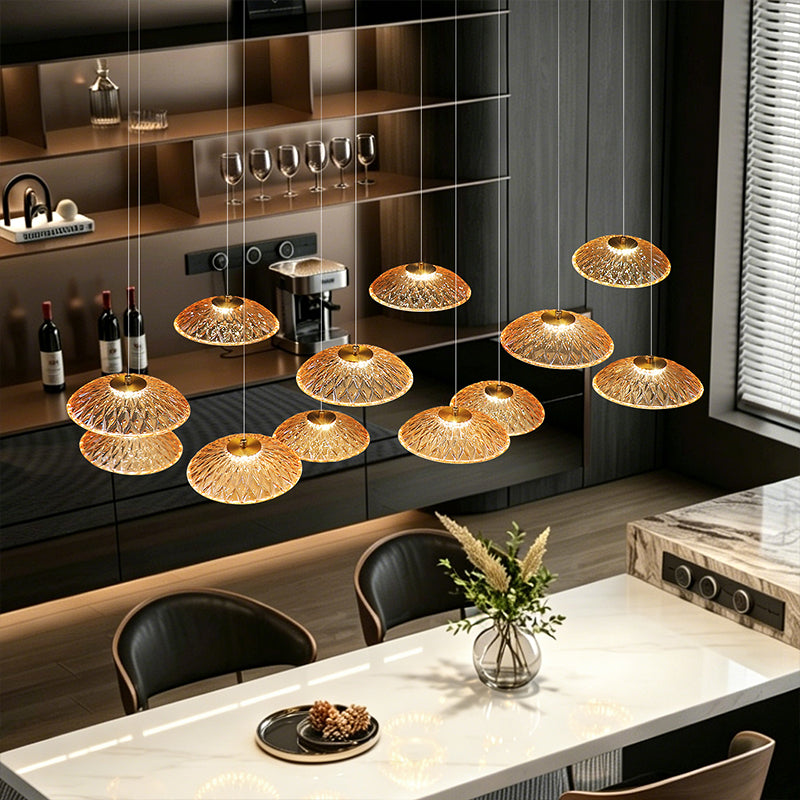 Luxury Ripple Water Glass Chandelier Living Room Kitchen High Ceiling Hanging Lights Art Dining Room Island Bar Pendant Lamp