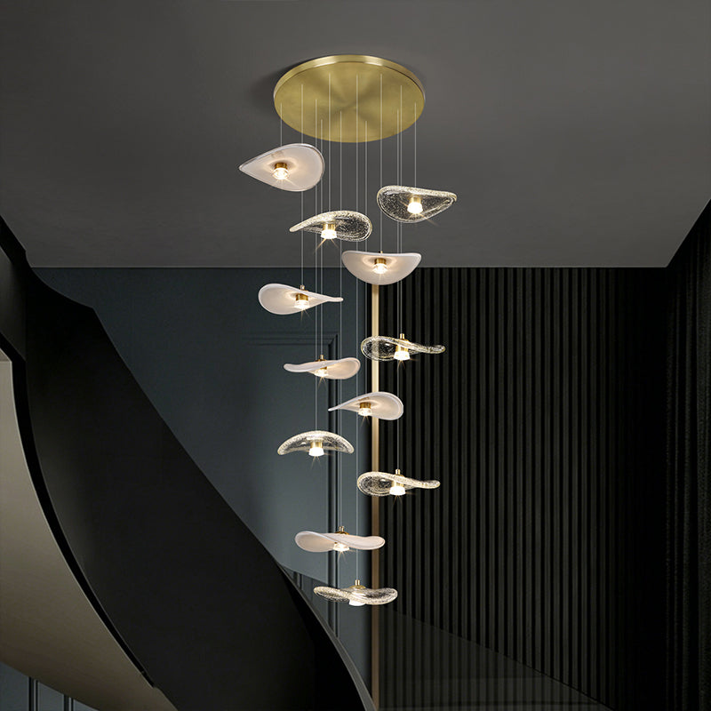Stair Light LED Glass Chandelier Modern Pendant Light for Living Restaurant Staircase Long Villa Hote Luxury Stairwell Lighting