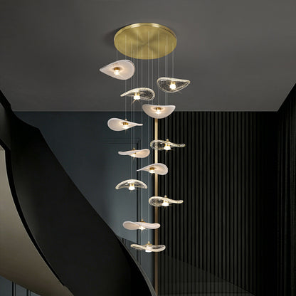 Stair Light LED Glass Chandelier Modern Pendant Light for Living Restaurant Staircase Long Villa Hote Luxury Stairwell Lighting