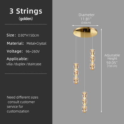 Modern Crystal Stair Loft Duplex Chandelier
