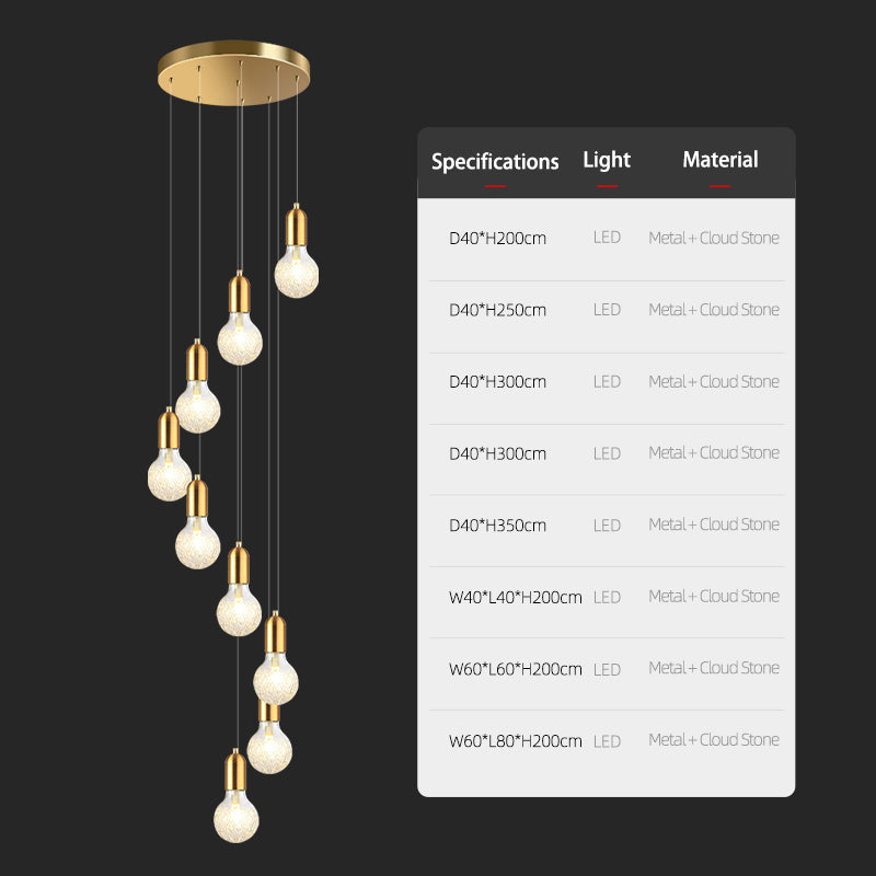 Modern Luxury Long Glass Stairs Chandelier