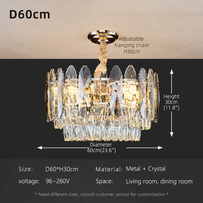 Luxury LED Ring Crystal Living Room Hanging Lamp