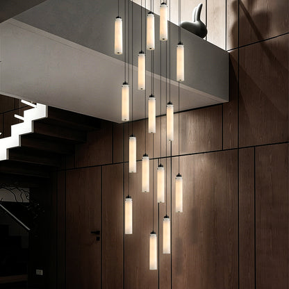 Marble Pendant Light for Stair Sitting Room Villa Staircase Chandelier Duplex Loft Chandelier High Ceiling Hanging Lights Lustre
