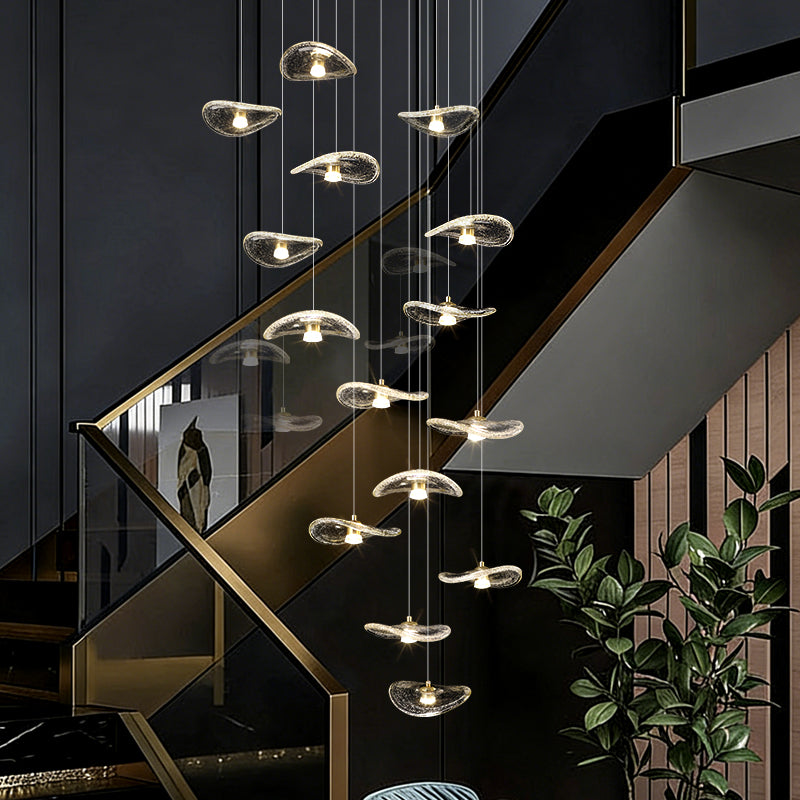 Indoor Rotating Staircase Hanging Lights Nordic Minimalist Villa Staircase Glass High Ceiling Chandelier Luxury Lighting