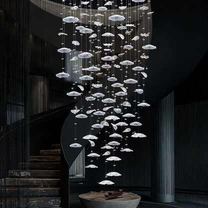 Glass Chandelier Long Luxury Hanging Light Stair Chandelier Modern Hanging Lamp Lighting High Ceiling Staircase Pendant Light