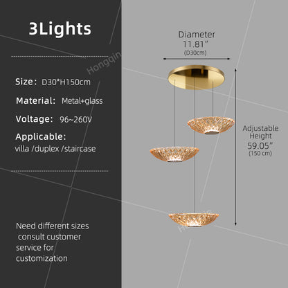 Modern LED Stair Designer Glass Pendant Light