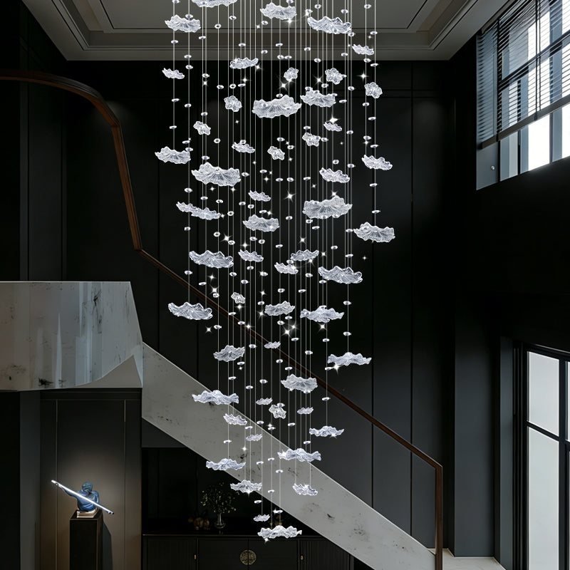 Stair Lighting Chandelier Villa Staircase High Ceiling Chandelier Glass Duplex Loft Hanging Lamp Long Pendant Light Staircase