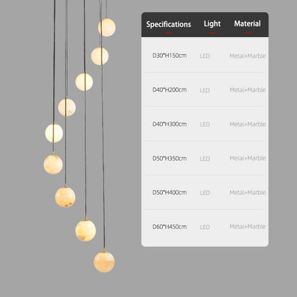 Luxury Marble High Minimalist Long Chandelier