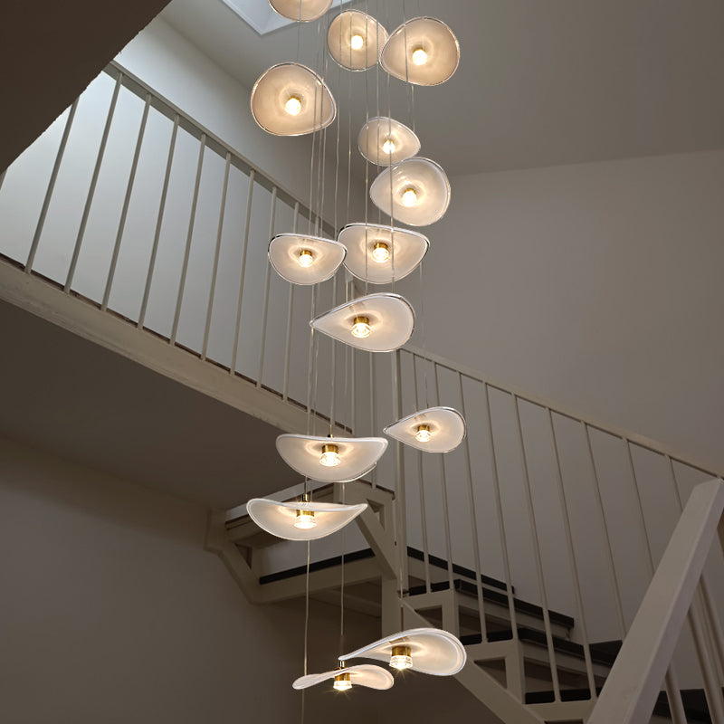 Modern Staircase High Ceiling Chandelier Rotating Glass Chandelier Light Villa Duplex Loft Hanging Lamp