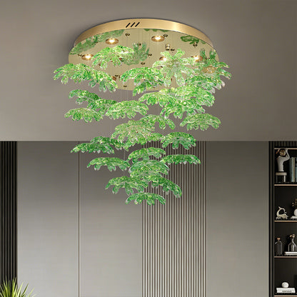 Modern Green Leaf Glass living room Chandelier
