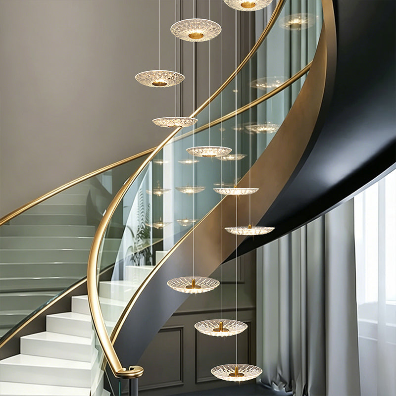 Luxury Glass Long Duplex Attic Stair Chandelier