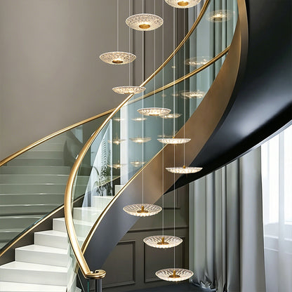 Luxury Glass Long Duplex Attic Stair Chandelier