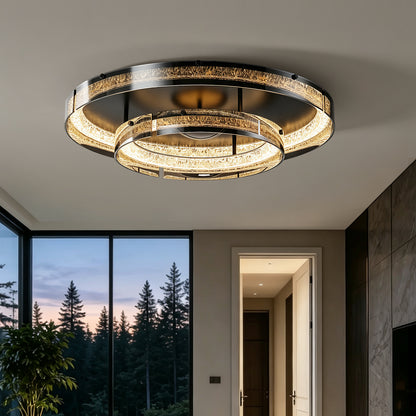 Modern Double Layer Circular Glass LED Ceiling Flush