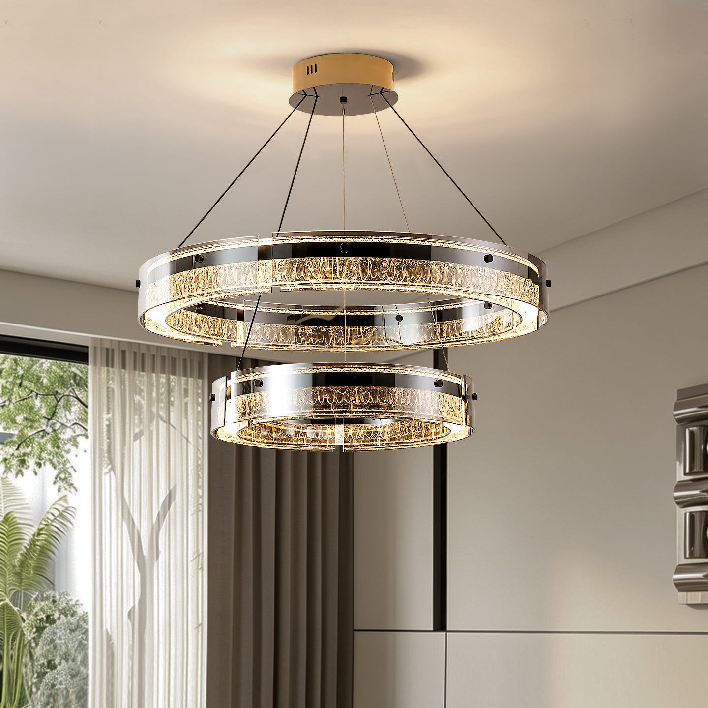 Luxury Rings LED Suspension Chandelier