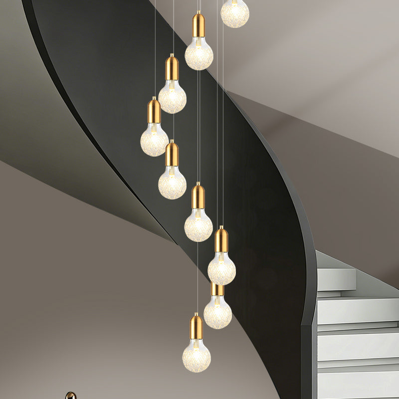 Modern Luxury Long Glass Stairs Chandelier