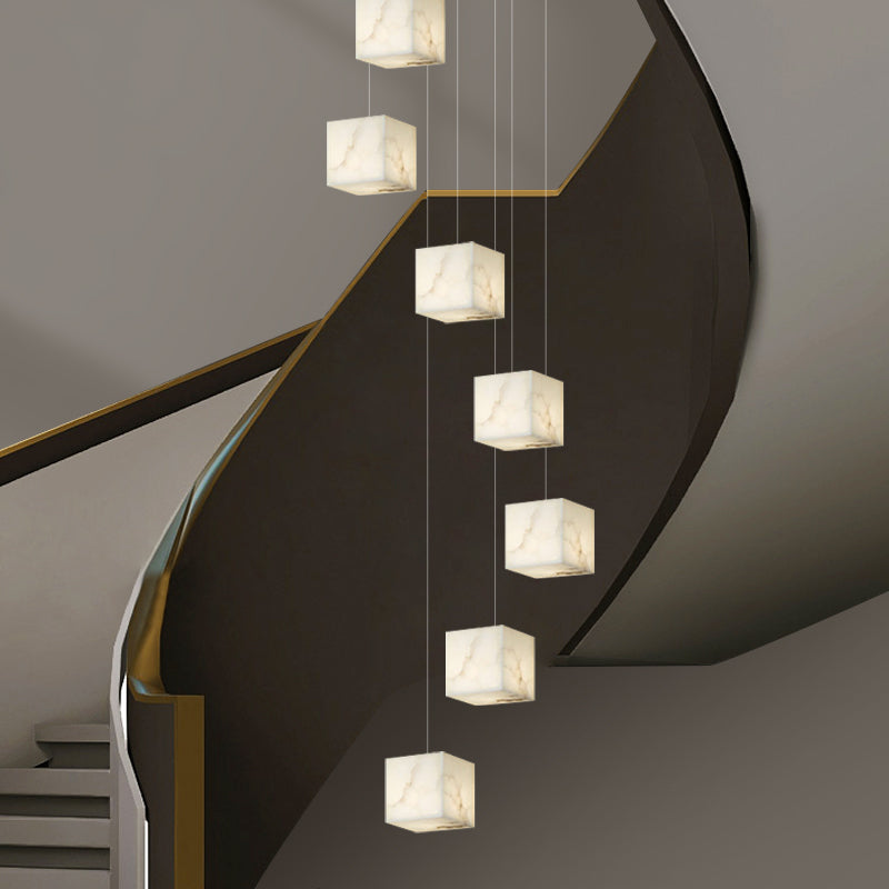 Nordic Chandelier Stairs High Ceiling Staircase Marble Chandelier