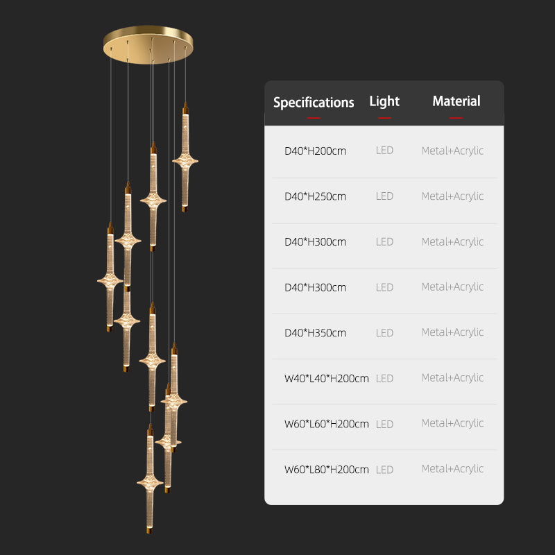 Modern High Long Staircase Chandelier