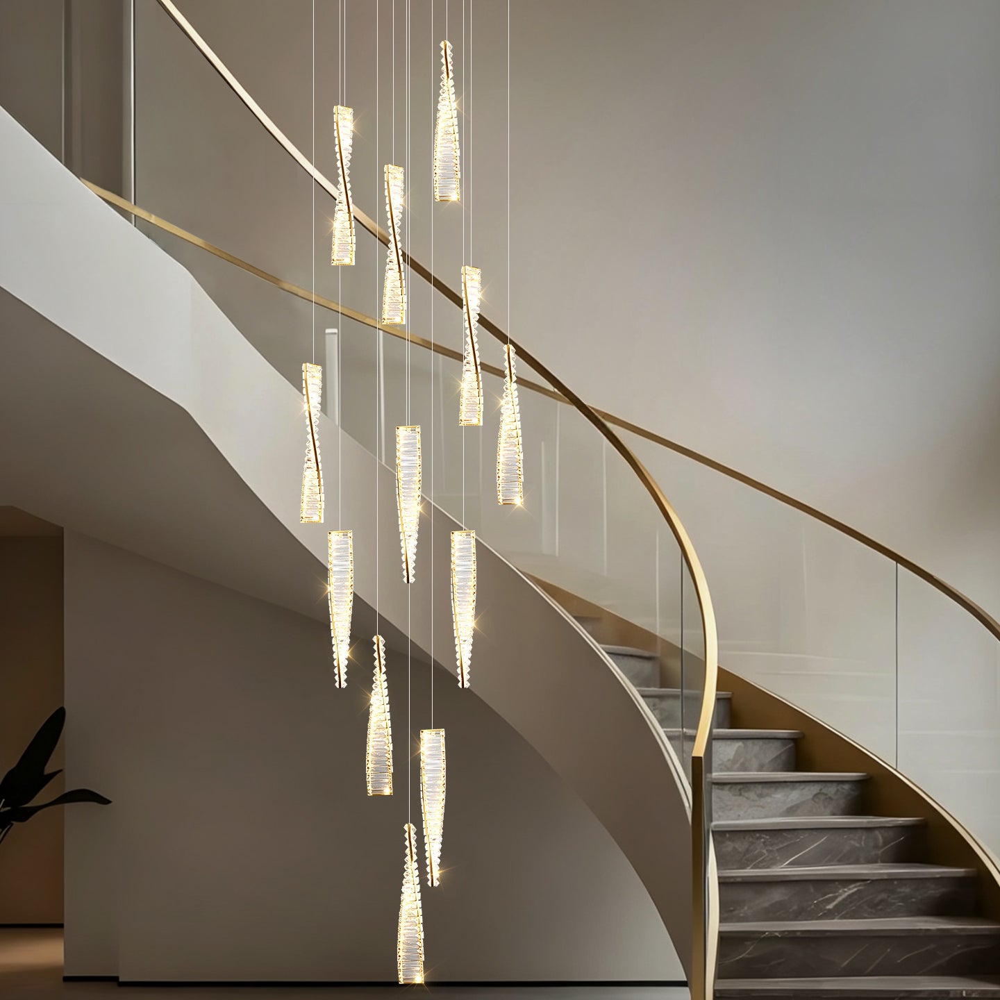 Luxury Spiral Staircase Crystal Chandelier
