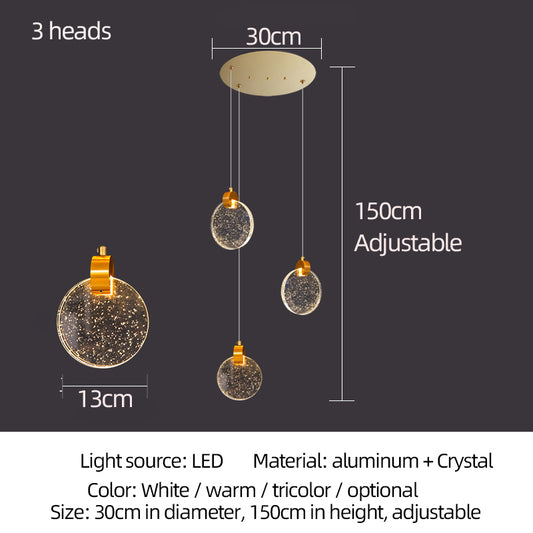 Modern Luxury Staircase Crystal Raindrop Pendant Light