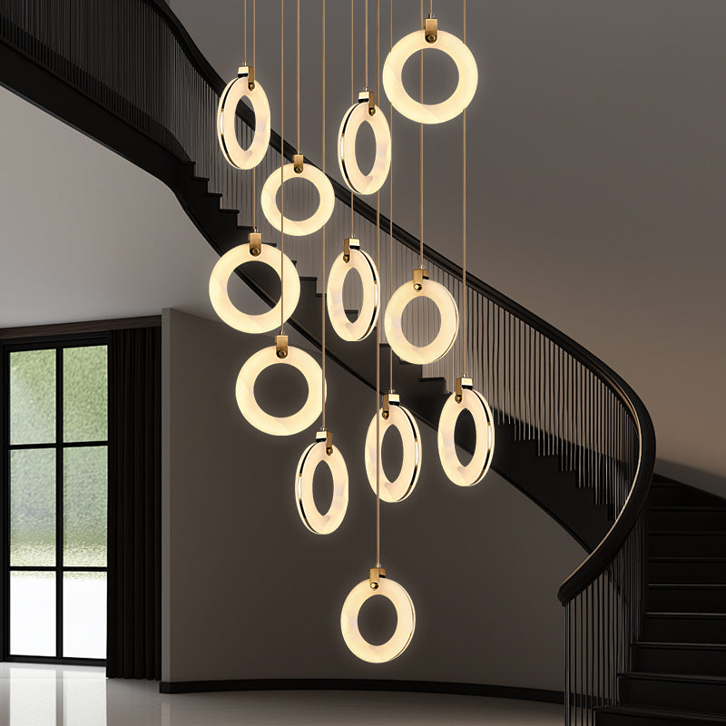 Stair Chandelier Nordic Minimalist Marble Staircase Pendant Light Villa Staircase High Ceiling Chandelier Luxury Lighting
