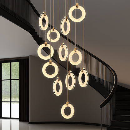 Stair Chandelier Nordic Minimalist Marble Staircase Pendant Light Villa Staircase High Ceiling Chandelier Luxury Lighting