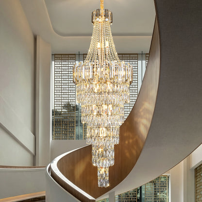Luxury Stair Crystal Duplex Hall Chandelier