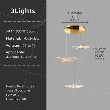 Modern Glass Stair Chandelier Villa Duplex Loft Ceiling Hanging Light