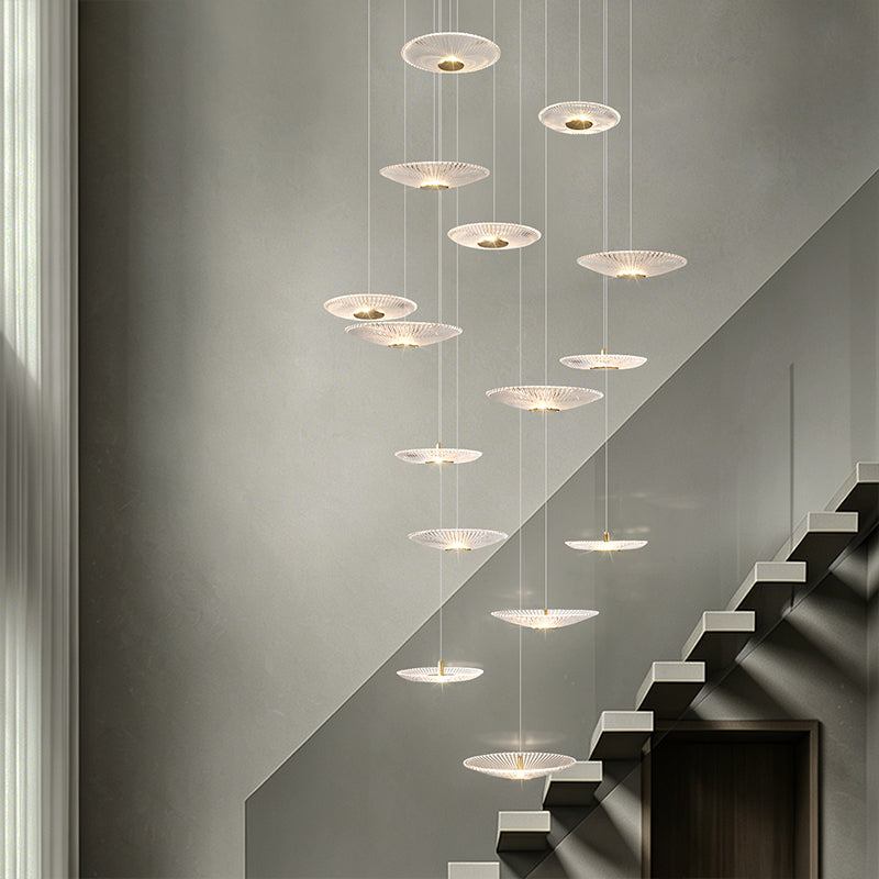 Modern Glass Stair Chandelier Villa Duplex Loft Ceiling Hanging Light