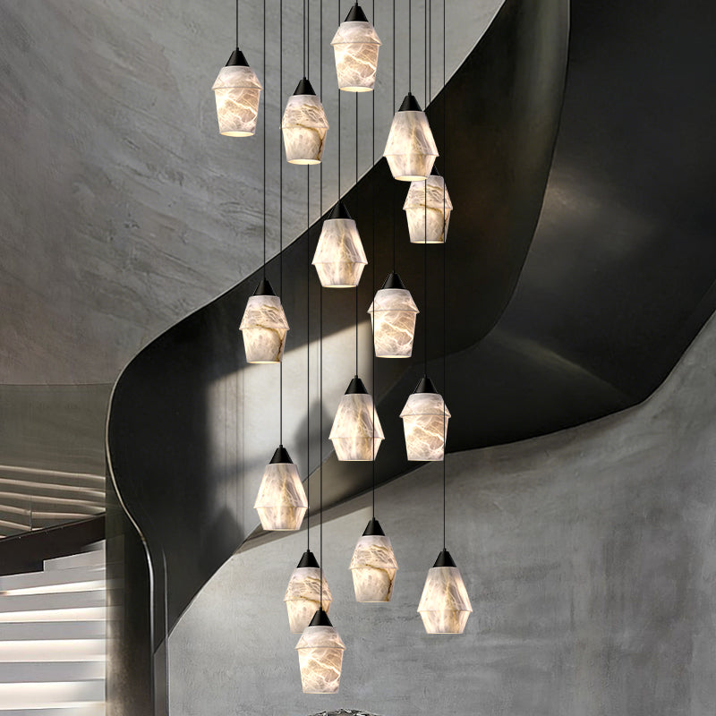 Stair Chandelier Nordic Minimalist Marble Hanging Lamp Sitting Room Villa Staircase Chandelier High Ceiling Pendant Light Lustre