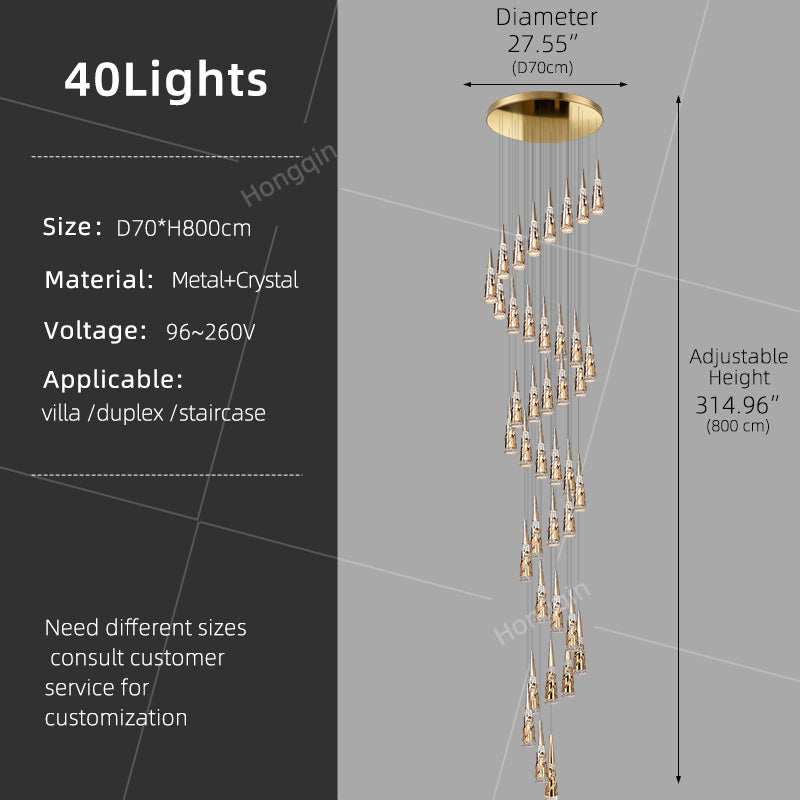 Modern Crystal Chandelier Loft Pendant Light Chandelier for Stairs Designer Pendant Lamp Suspension Ceiling Light