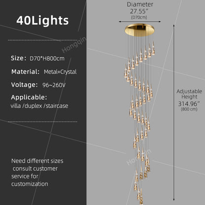 Modern Crystal Chandelier Loft Pendant Light Chandelier for Stairs Designer Pendant Lamp Suspension Ceiling Light