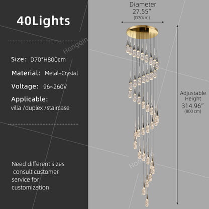 Modern Staircase Pendant Light Luxury Villa Attic Restaurant Suspended Ceiling Ceiling Light Designer Crystal Pendant Light