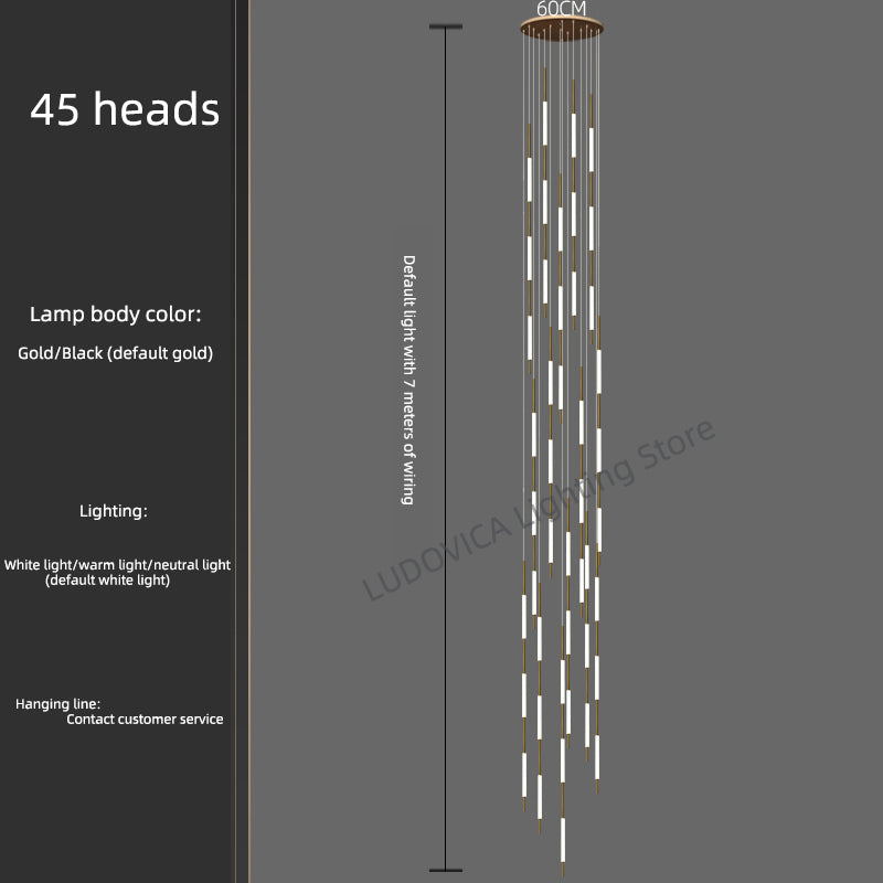 Modern Luxury Led Pendent Lamp Light Living Room Lighting Loft Ceiling Suspension Chandelier Staircase Chandeliers
