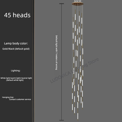 Modern Luxury Led Pendent Lamp Light Living Room Lighting Loft Ceiling Suspension Chandelier Staircase Chandeliers