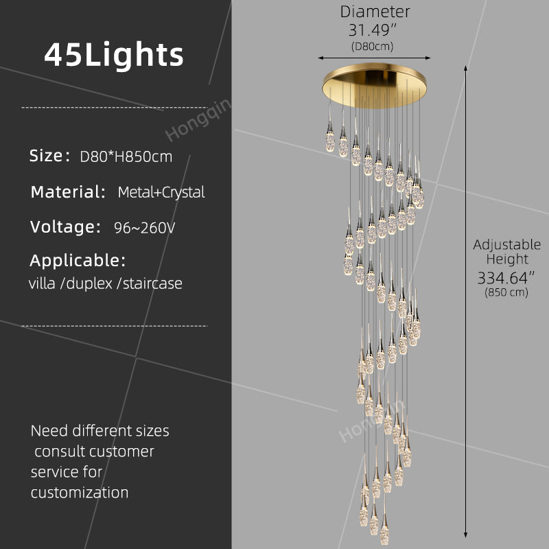 Modern Staircase Pendant Light Luxury Villa Attic Restaurant Suspended Ceiling Ceiling Light Designer Crystal Pendant Light