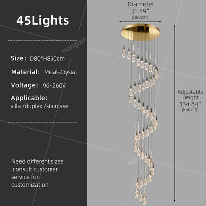 Modern Staircase Pendant Light Luxury Villa Attic Restaurant Suspended Ceiling Ceiling Light Designer Crystal Pendant Light