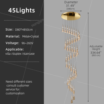 Modern Crystal Chandelier Loft Pendant Light Chandelier for Stairs Designer Pendant Lamp Suspension Ceiling Light