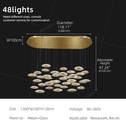Luxury Chandelier Ripple Water Glass Pendant Lamp Living Room Dining Room Dining Table Kitchen Island Bar Art Hanging Lights